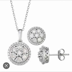 Sterling Silver 1/2 Carat T.W. Diamond Pendant & Studs